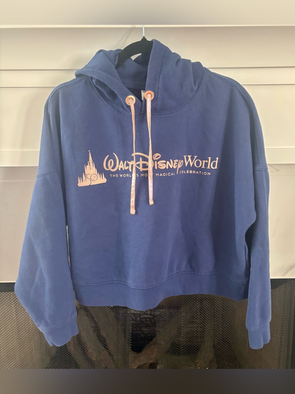 Walt Disney World Navy 50th Anniversary Hoodie with Pink Accents large